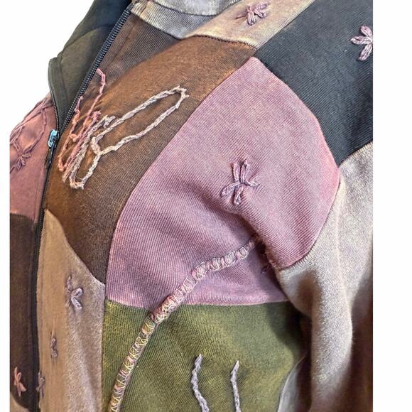 VTG Kathmandu Imports Boho Fairy Grunge Artsy Patchwork Zip Jacket Tunic Dress L - Picture 9 of 16